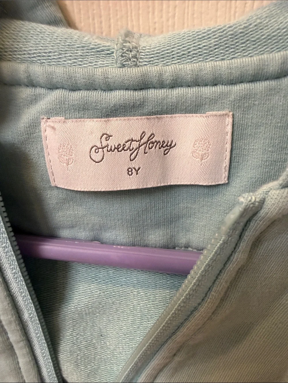 SweetHoney Light Blue Cropped Zip Hoodie for Kids